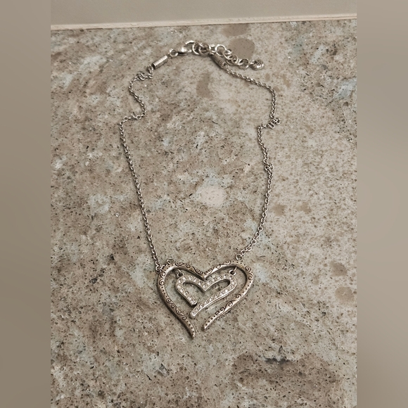 Brighton Love Struck Double Heart Crystal Scroll Necklace - Picture 6 of 7